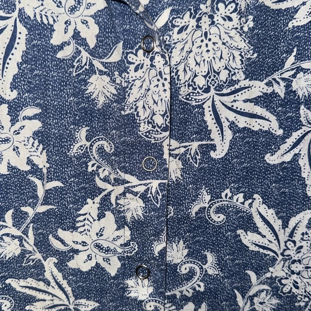 COLDWATER CREEK Linen Blend Floral Snap Front Shacket/Blouse Top Size M - Picture 5 of 7